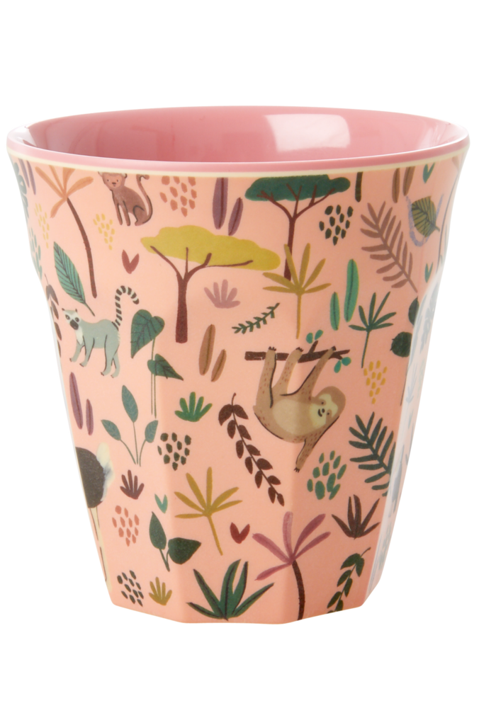 RICE -  Middelgroot beker with Coral All Over Jungle