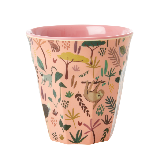 RICE -  Middelgroot beker with Coral All Over Jungle