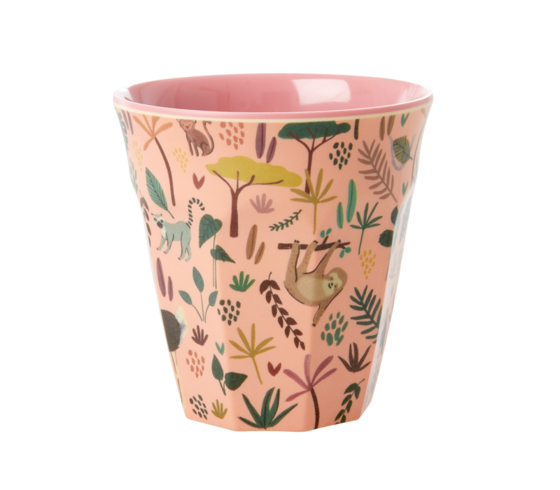 RICE -  Middelgroot beker with Coral All Over Jungle