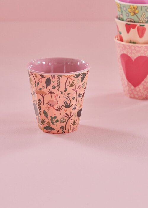 RICE Middelgroot beker with Coral All Over Jungle - RICE
