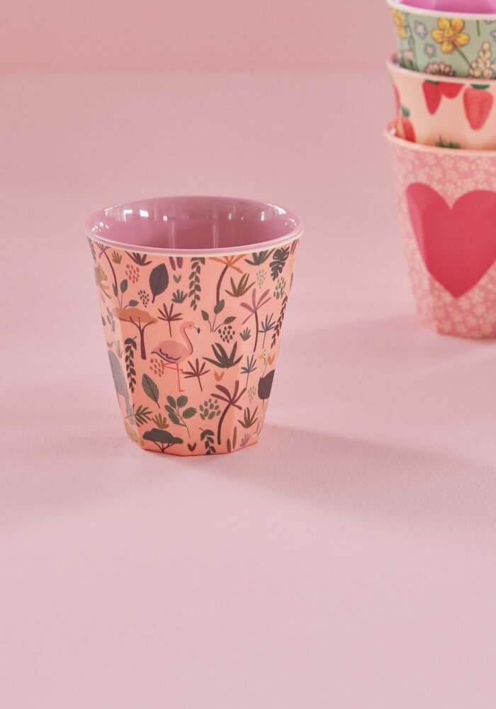 RICE -  Middelgroot beker with Coral All Over Jungle