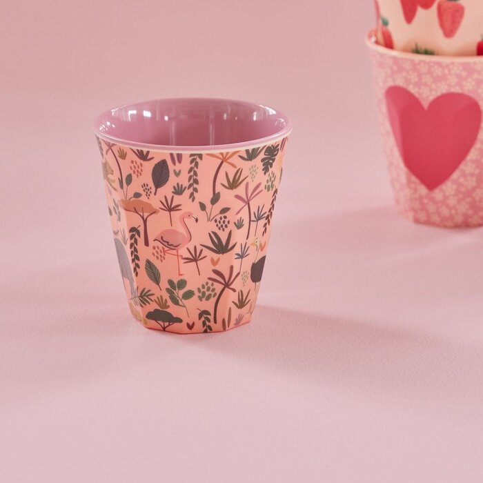 RICE Middelgroot beker with Coral All Over Jungle - RICE