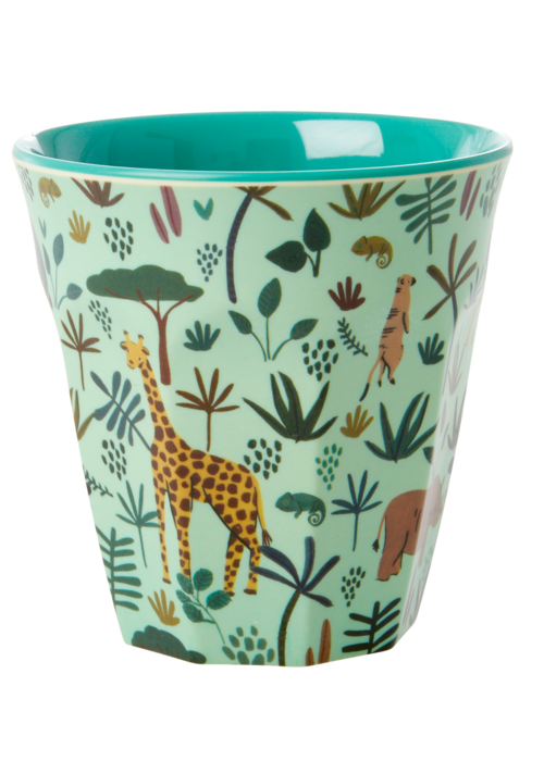 RICE Middelgroot beker with Green All Over Jungle - RICE