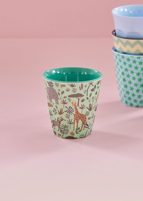 RICE Middelgroot beker with Green All Over Jungle - RICE