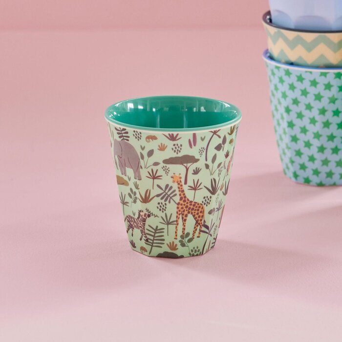 RICE Middelgroot beker with Green All Over Jungle - RICE