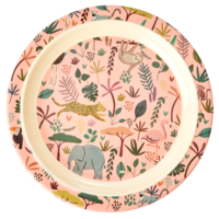 RICE -  Kinderbord Coral with All Over Jungle Animals Print