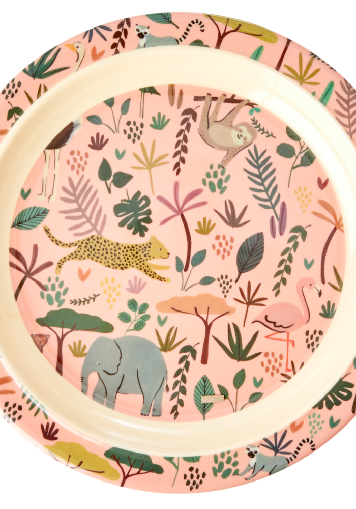 RICE -  Kinderbord Coral with All Over Jungle Animals Print