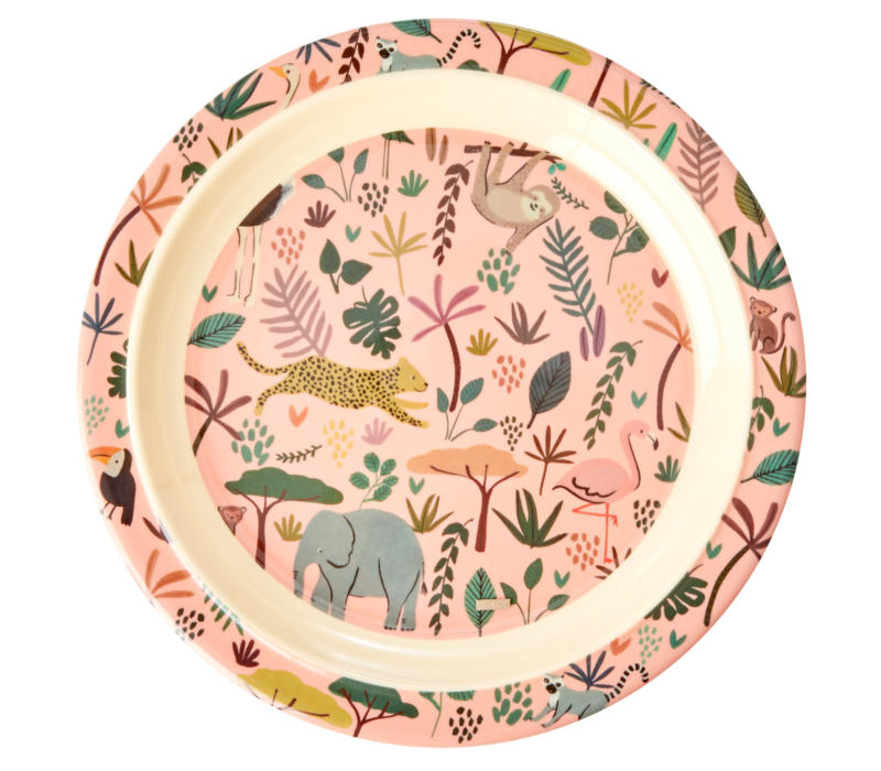 RICE -  Kinderbord Coral with All Over Jungle Animals Print