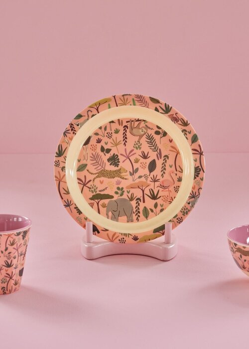 RICE Kinderbord Coral with All Over Jungle Animals Print - RICE