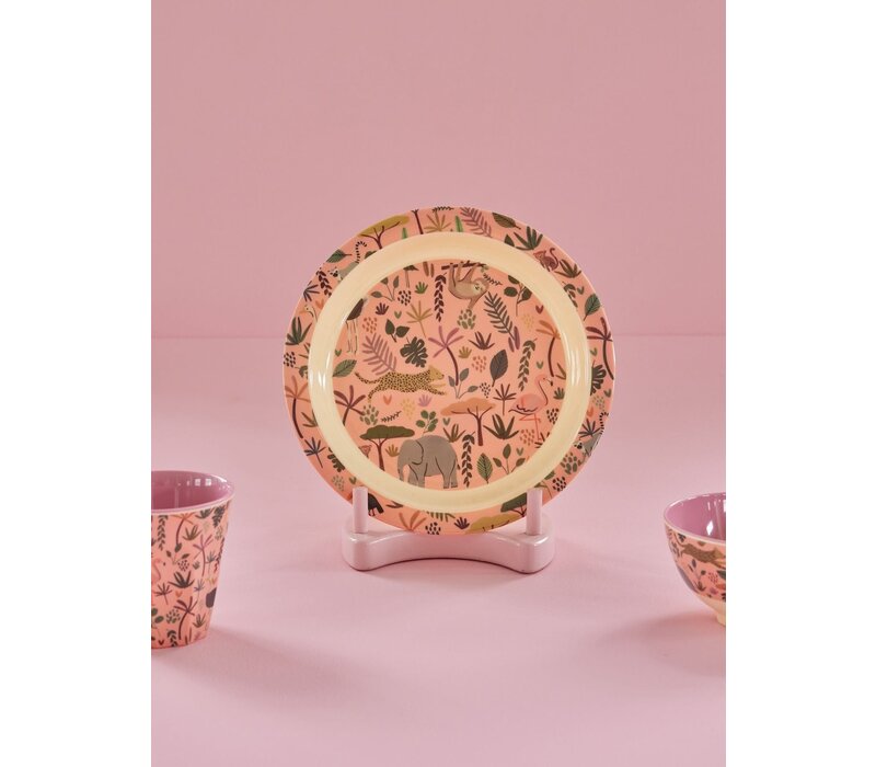 RICE -  Kinderbord Coral with All Over Jungle Animals Print