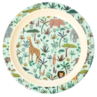 RICE -  Kinderbord Green with All Over Jungle Animals Print