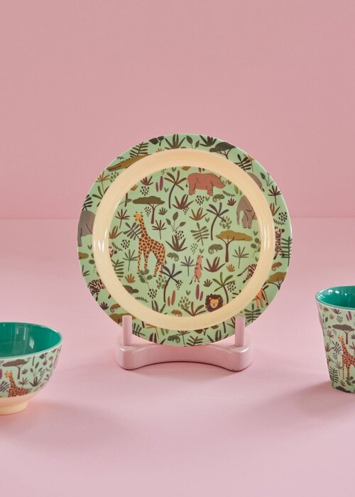 RICE Kinderbord Geen with All Over Jungle Animals Print - RICE