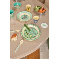 RICE -  Kinderbord Green with All Over Jungle Animals Print