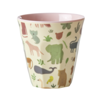 RICE -  Middelgroot Beker with Sweet Jungle Print - Pink