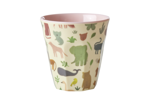rice Middelgroot Beker with Sweet Jungle Print - Pink - RICE