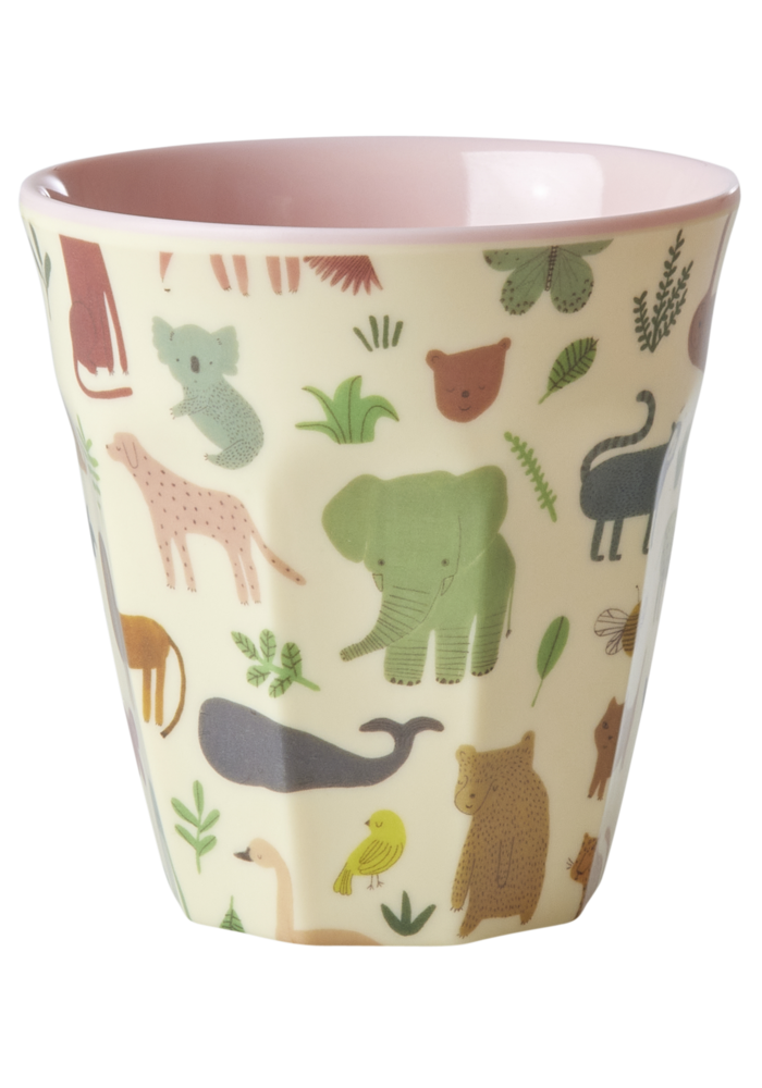 RICE -  Middelgroot Beker with Sweet Jungle Print - Pink