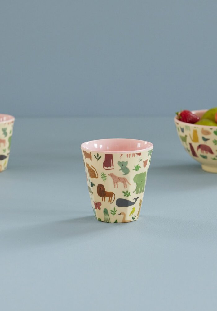 RICE -  Middelgroot Beker with Sweet Jungle Print - Pink