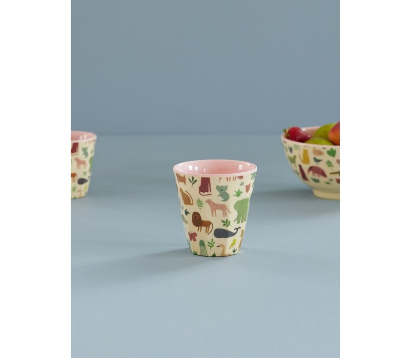 RICE -  Middelgroot Beker with Sweet Jungle Print - Pink