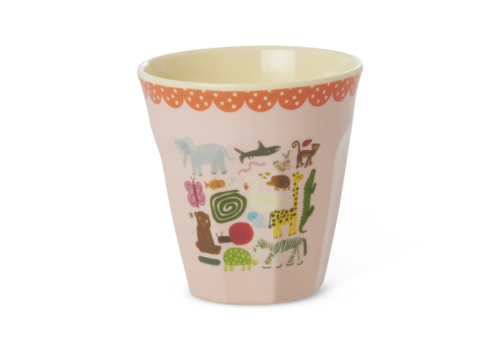 Rice Middelgroot beker Pink Wildlife Print - RICE