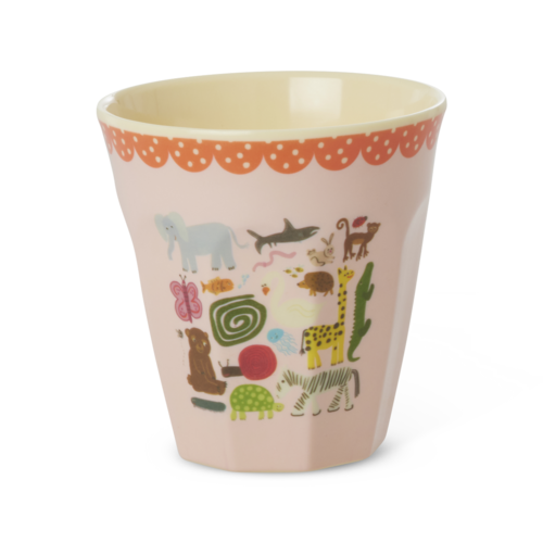 Middelgroot beker Pink Wildlife Print - RICE  Middelgroot beker Pink Wildlife Print - RICE