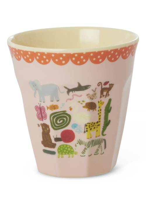 RICE Middelgroot beker Pink Wildlife Print - RICE