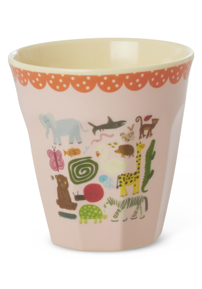RICE -  Middelgroot beker Pink Wildlife Print