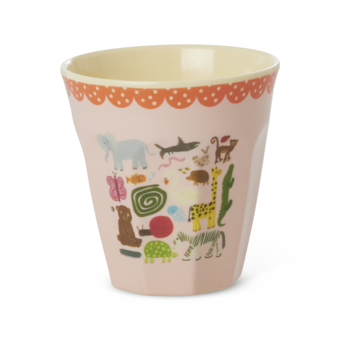RICE Middelgroot beker Pink Wildlife Print - RICE