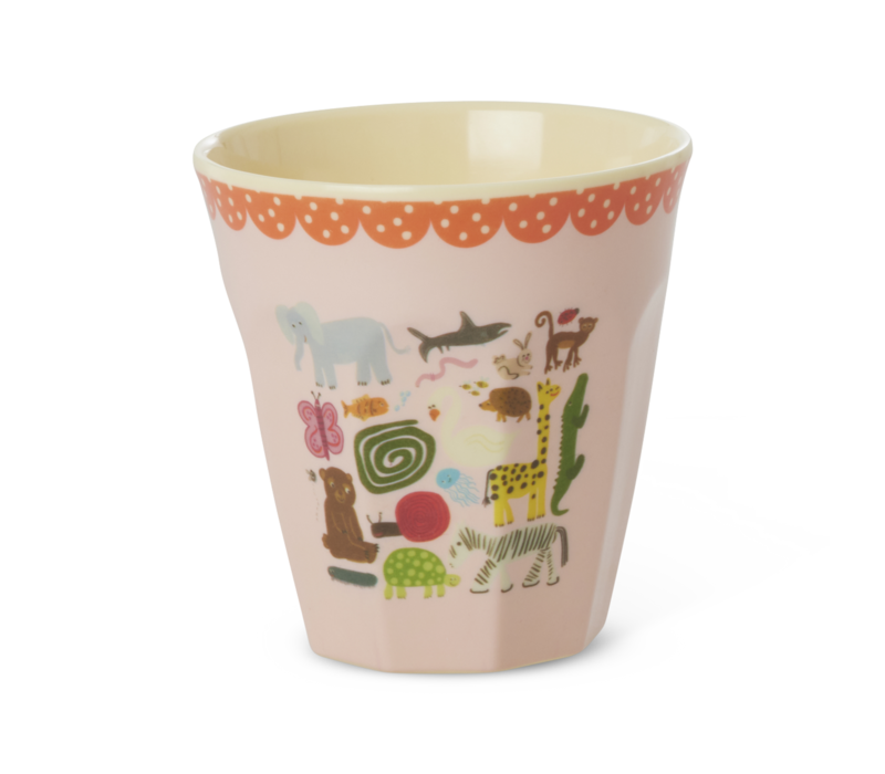 RICE -  Middelgroot beker Pink Wildlife Print