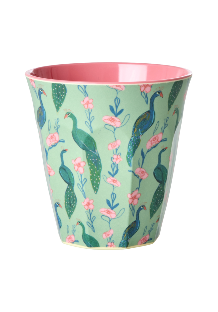 RICE -  Middelgroot beker Peacock Power print