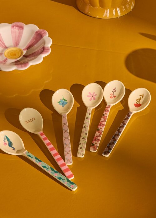 RICE Set 6 Theelepels - "All You Need is Love and..." prints - RICE