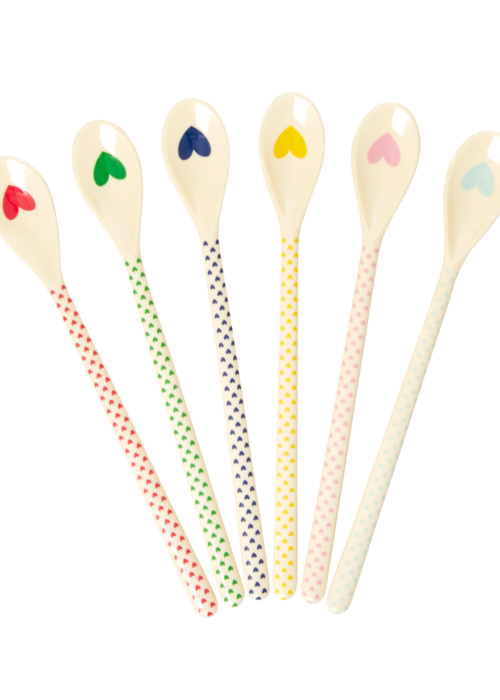 RICE Set 6 lange lattelepels - Favorite Hearts Print - RICE