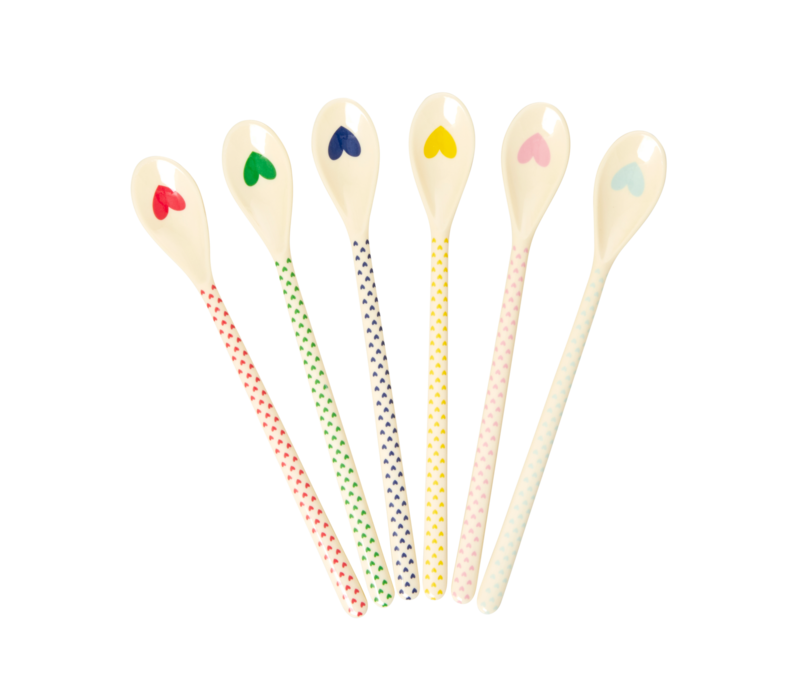 RICE - Set 6 lange lattelepels - Favorite Hearts Print