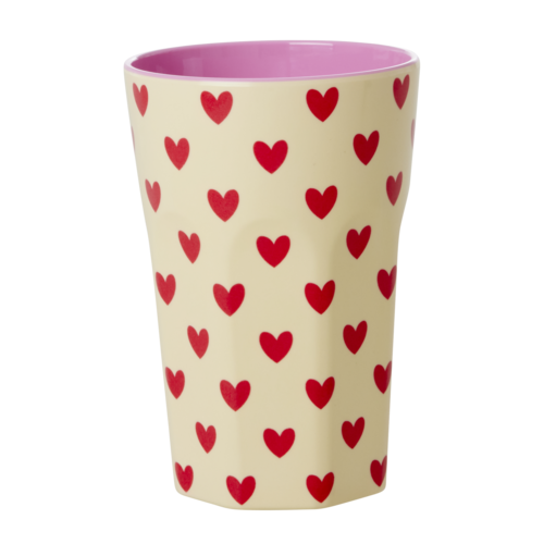 Grote Beker - Darling Hearts Print - rice 