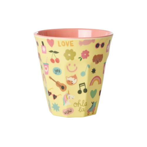 Middelgroot Beker - Unicorn Love Print - rice  Middelgroot Beker - Unicorn Love Print - rice