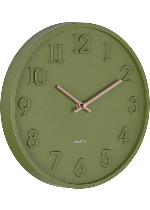 Present Time Wall Clock Calma - Army Green - Karlsson