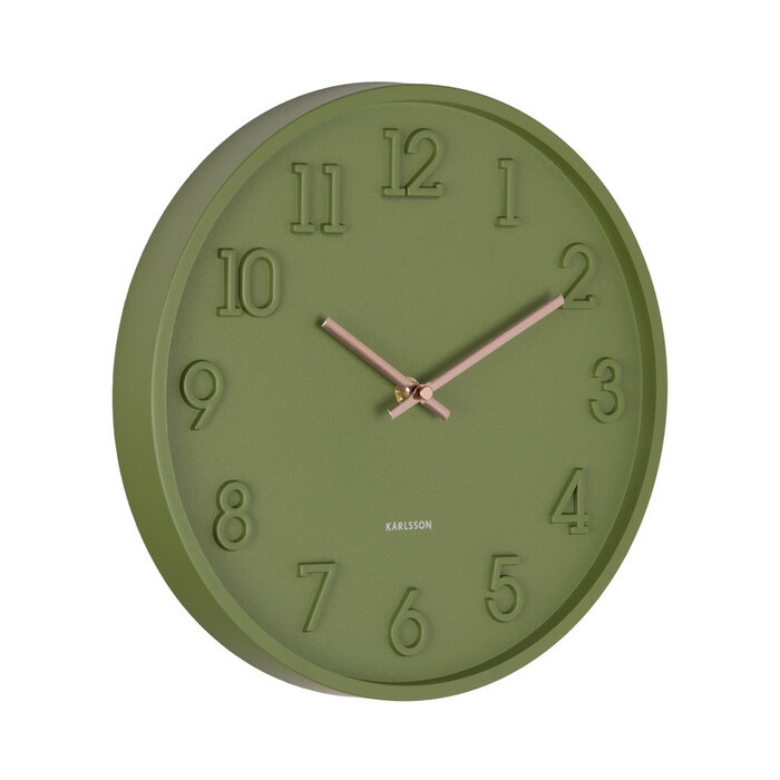 Present Time Wall Clock Calma - Army Green - Karlsson