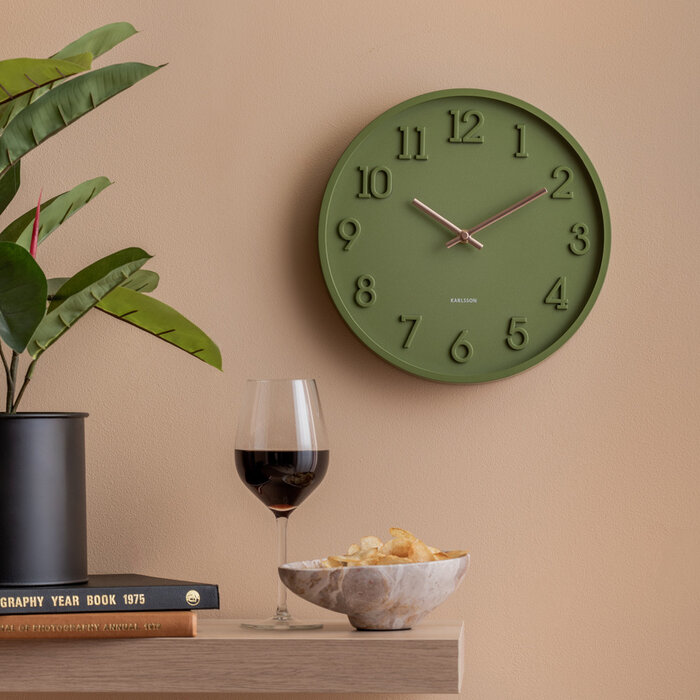 Karlsson - Wall Clock Calma - Army Green