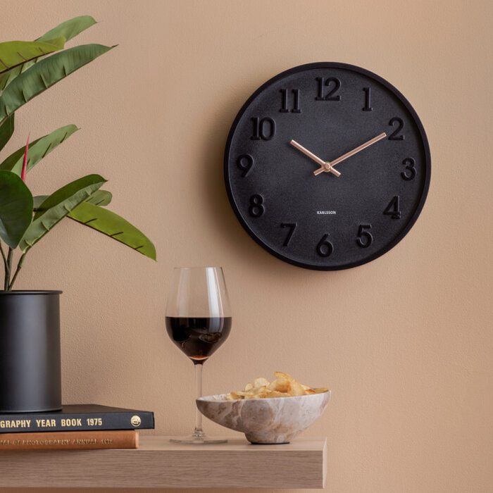 Present Time Wall Clock Calma - Matt Black - Karlsson