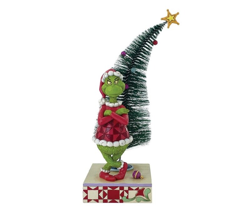 The Grinch by Jim Shore - The Grinch with Arms Crossed and a Sisal Tree Figurine