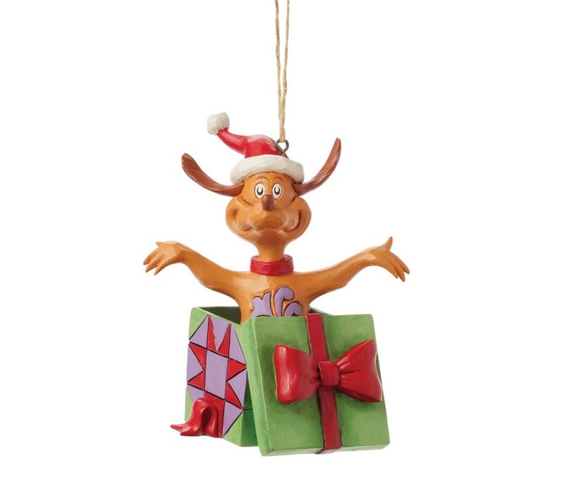 The Grinch by Jim Shore - Max in a Present Hanging Ornament