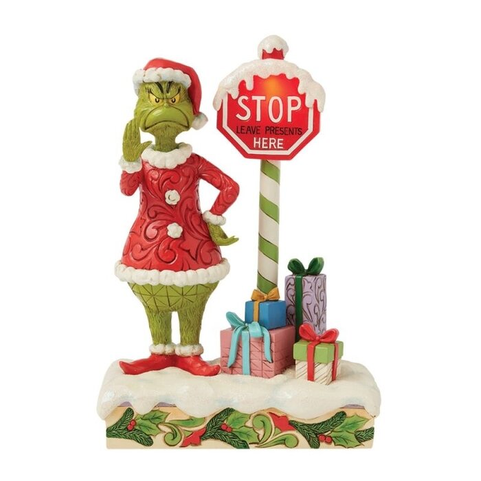 The Grinch by Jim Shore - The Grinch with Flashing Stop Sign