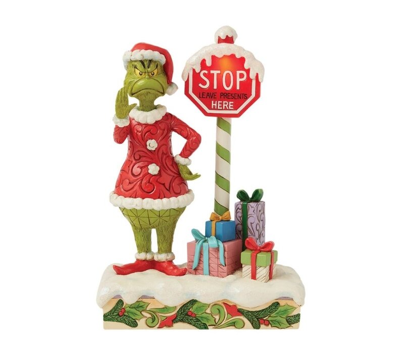 The Grinch by Jim Shore - The Grinch with Flashing Stop Sign