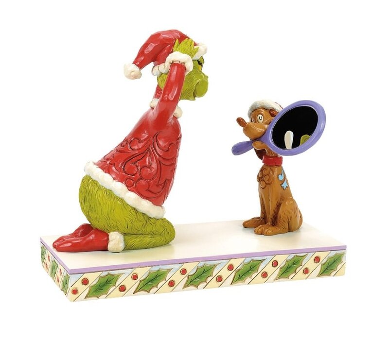 The Grinch by Jim Shore - Max Holding a Mirror for the Grinch