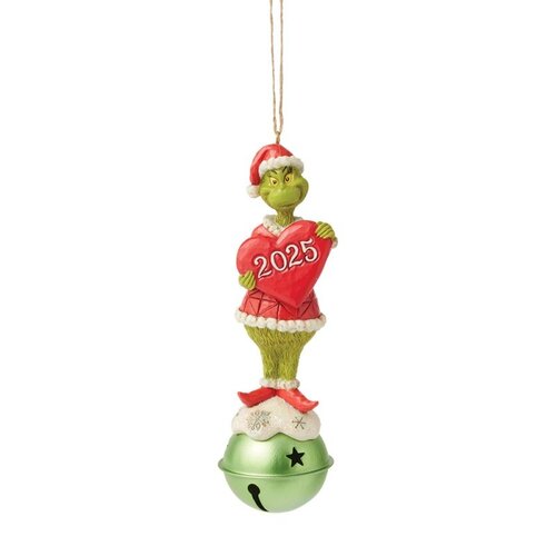 Grinch Holding Bell 2025 Hanging Ornament - The Grinch by Jim Shore 