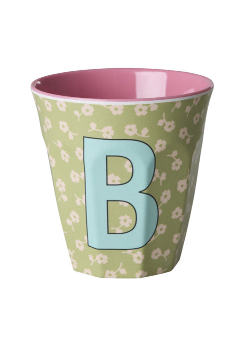 RICE B - Middelgroot Beker - Flowers Soft Green - RICE