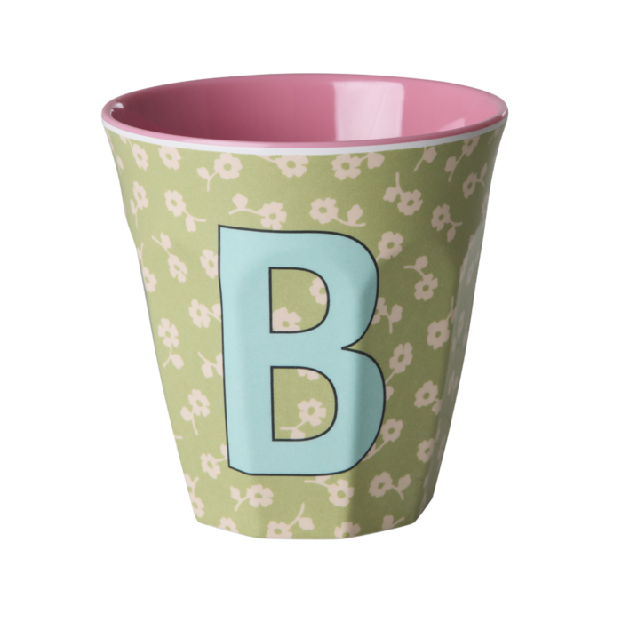 RICE B - Middelgroot Beker - Flowers Soft Green - RICE