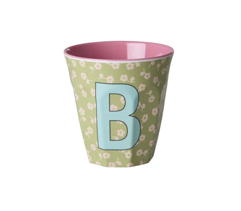 RICE - B - Middelgroot Beker - Flowers Soft Green