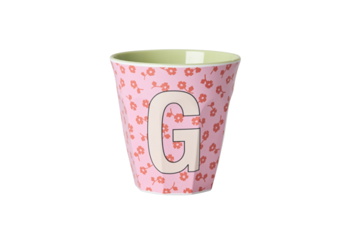 rice G - Middelgroot Beker - Flowers Pink - RICE