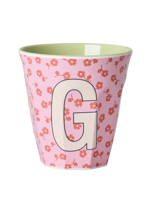 RICE G - Middelgroot Beker - Flowers Pink - RICE