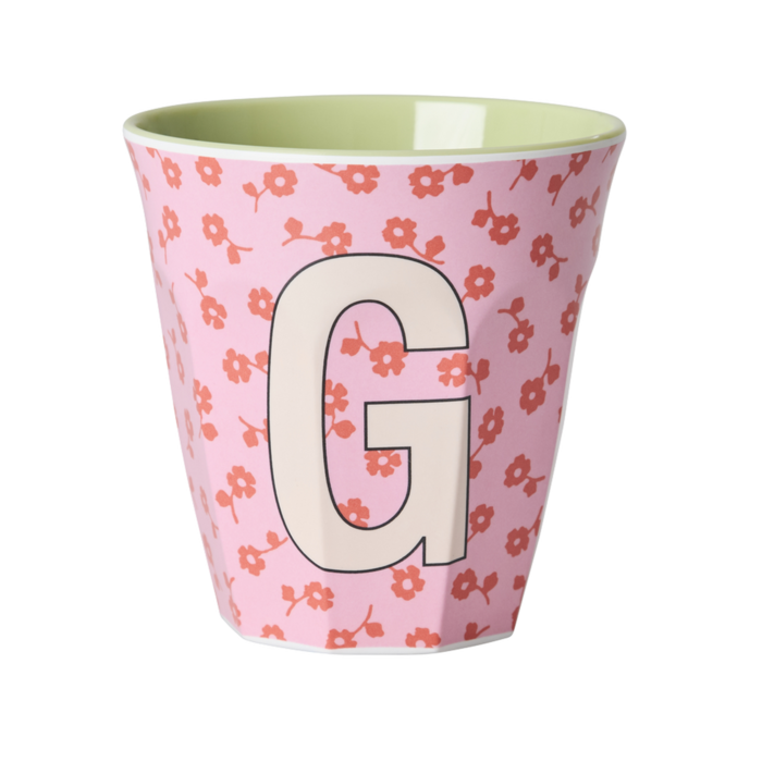 RICE G - Middelgroot Beker - Flowers Pink - RICE